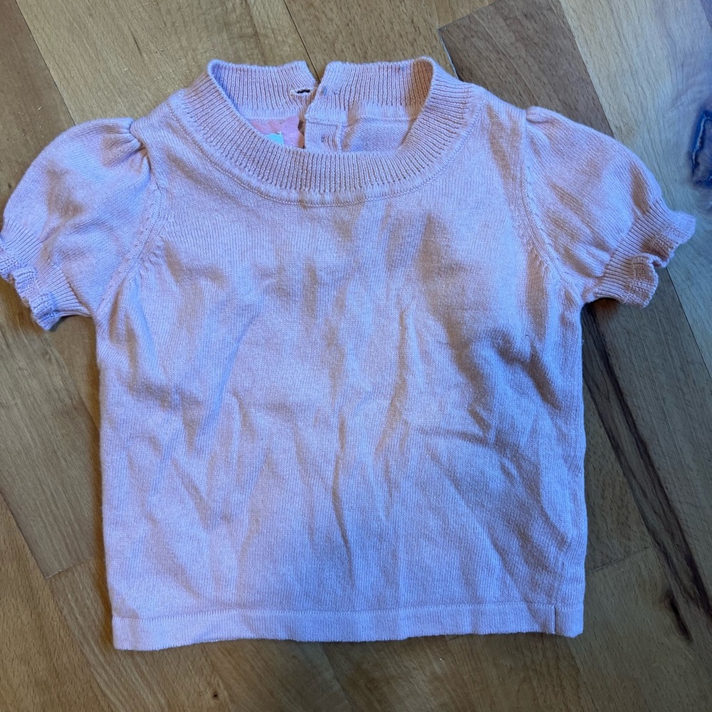 Pinco pallino Pink Kids Short Sleeve cotton cashmere sweater